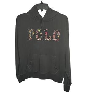 Polo Ralph Lauren Gray Logo Patchwork Pullover Soft Cozy Hoodie Size Small